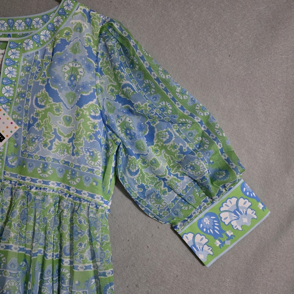 NWT Gretchen Scott Watteau Crinkly Borderline Maxi Dress Size Medium - Picture 6 of 10